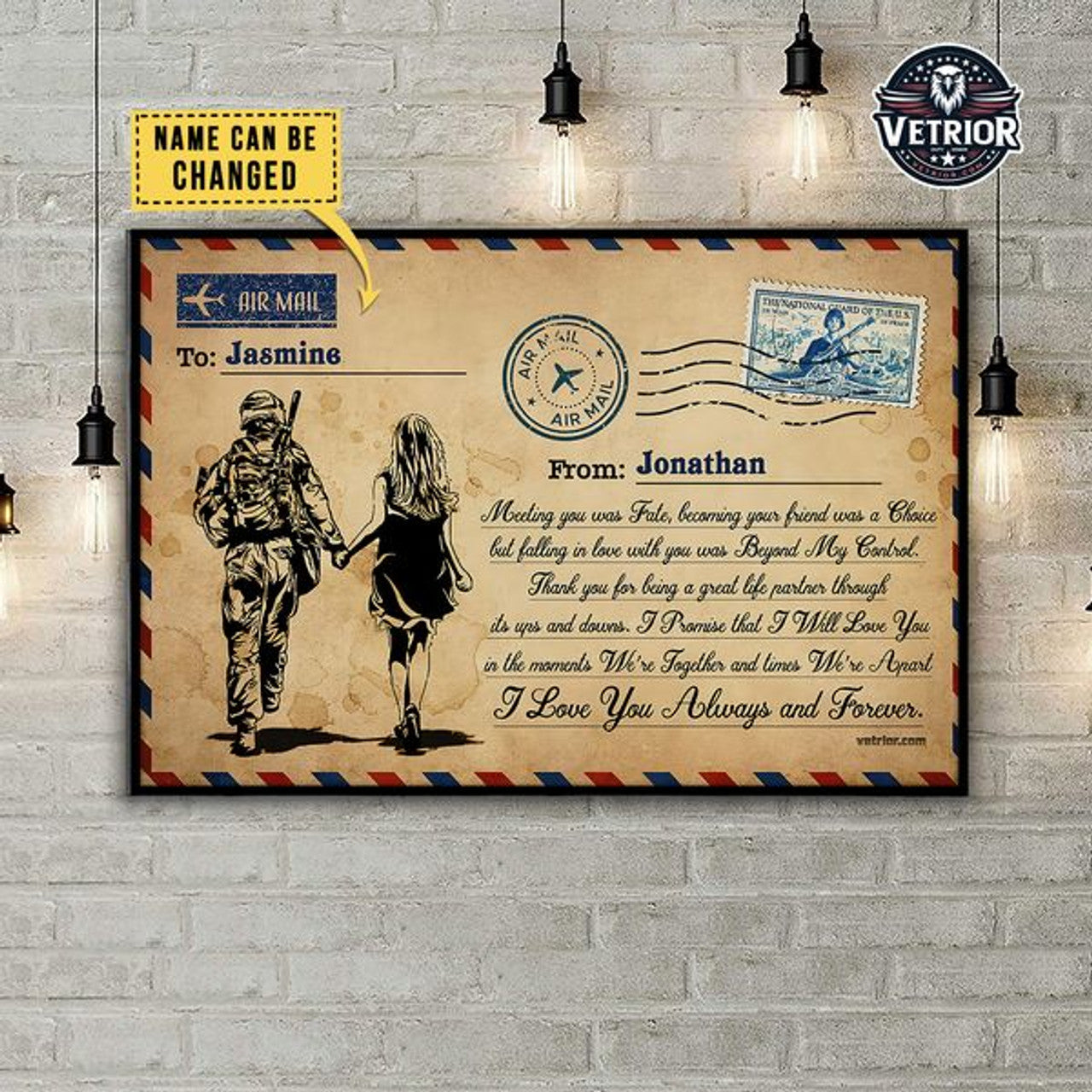 Custom Meeting You Was Fate Becoming Your Friend Was A Choice Love Letter Veteran Day Poster and Canvas
