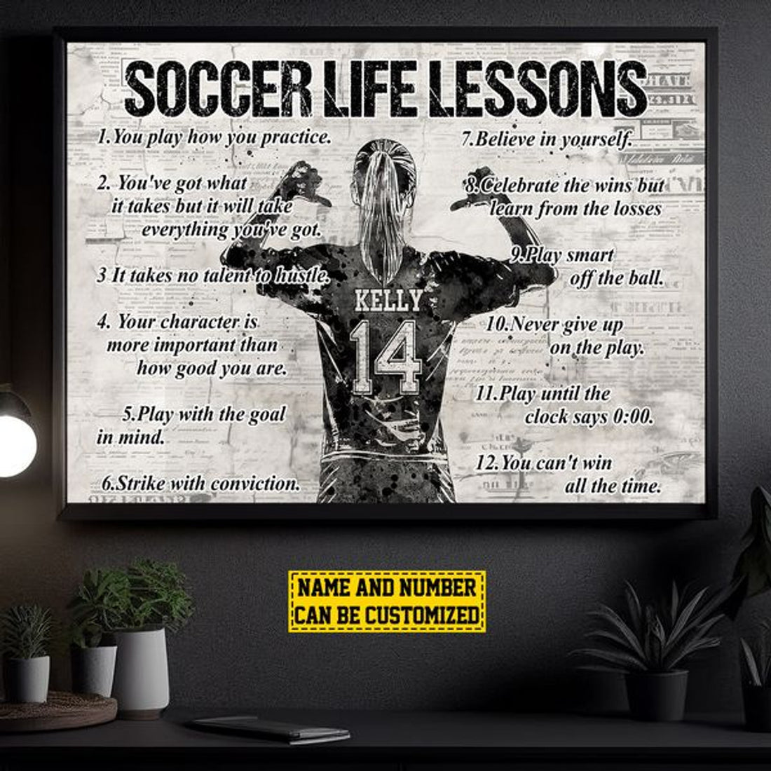 Custom Soccer Life Lessons You Play How You Practice Female Customized Personalized Name/Number  Poster and Canvas
