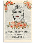 A Well-Read Woman Is A Dangerous Creature Flowers Feminist Poster and Canvas