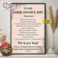 Custom To Our Caring Pastor’s Wife We Honor You This Day We Love You In Sincere And Humble Gratitude Customized Personalized Name/Number Poster and Canvas