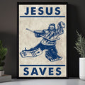 Jesus Saves Ice Hockey Poster and Canvas