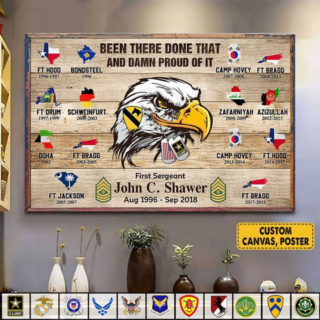 Custom Been There Done That And Damn Proud Of It Eagle Veteran Day Customized Personalized Name/Number Poster and Canvas