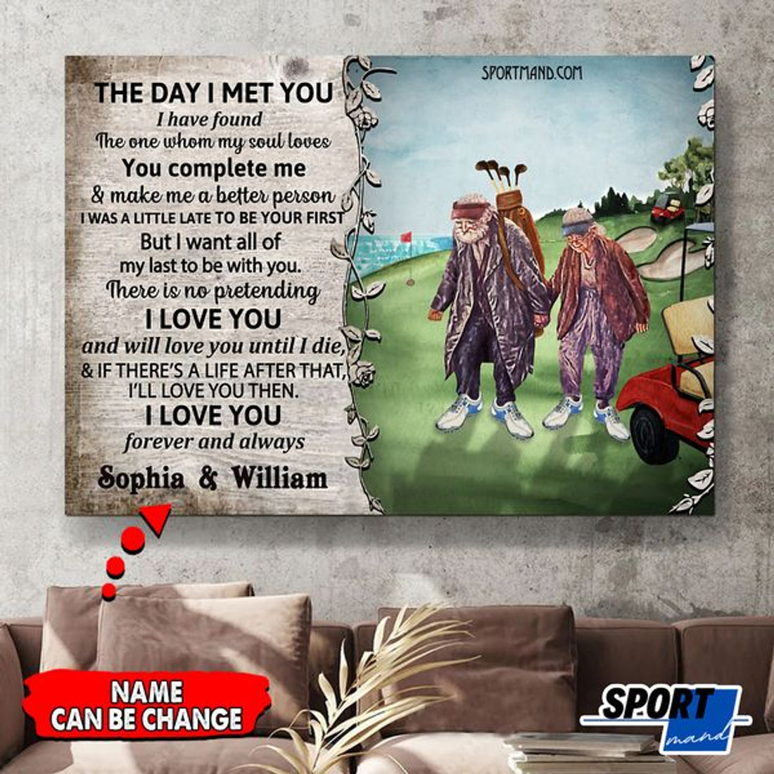 Custom The Day I Met You You Complete Me I Love You Forever And Always Old Golfers Customized Personalized Name/Number Poster and Canvas