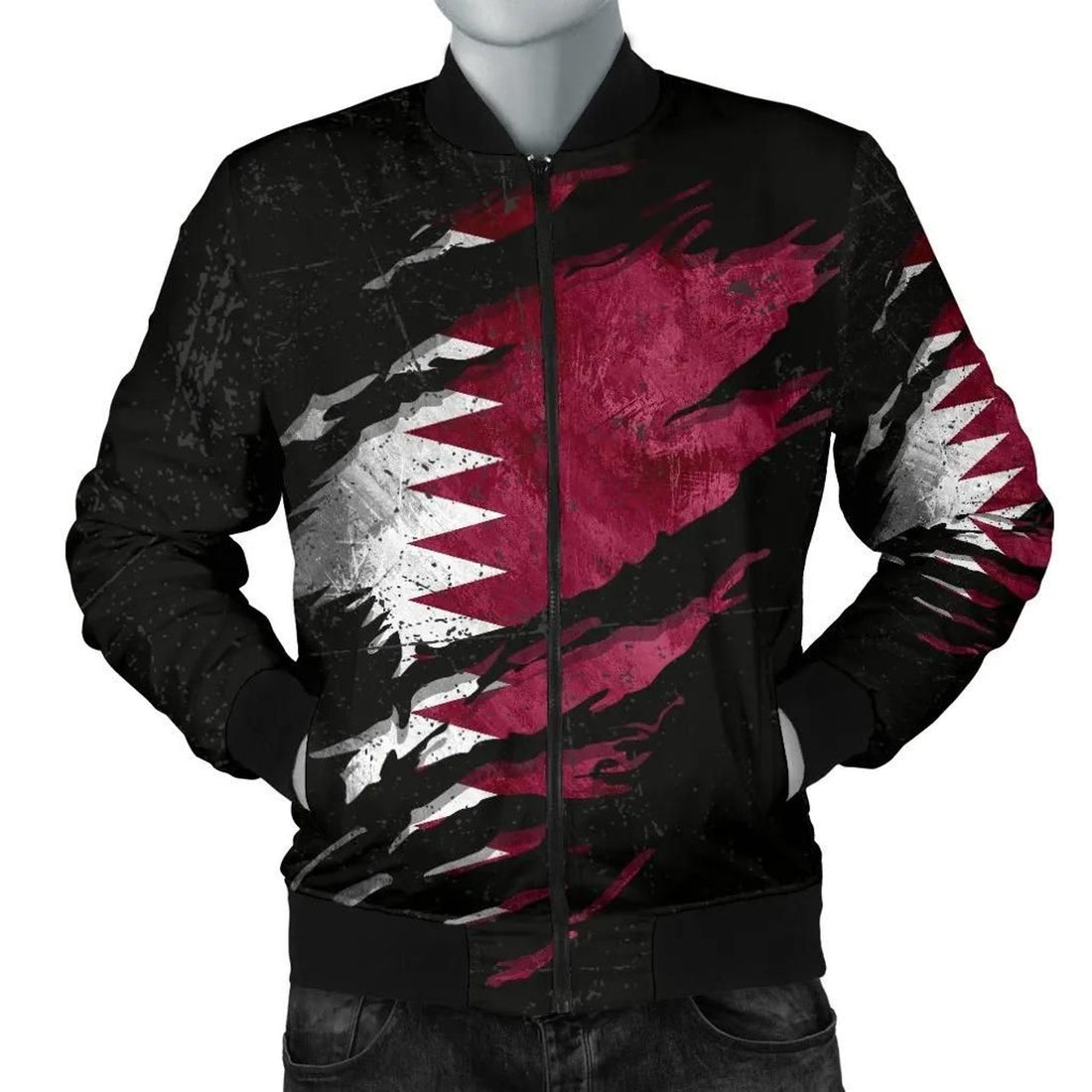 FUNSTUFFPRINT Qatar In Me Men's Bomber Jacket - Special Grunge Style 3D Bomber Jacket