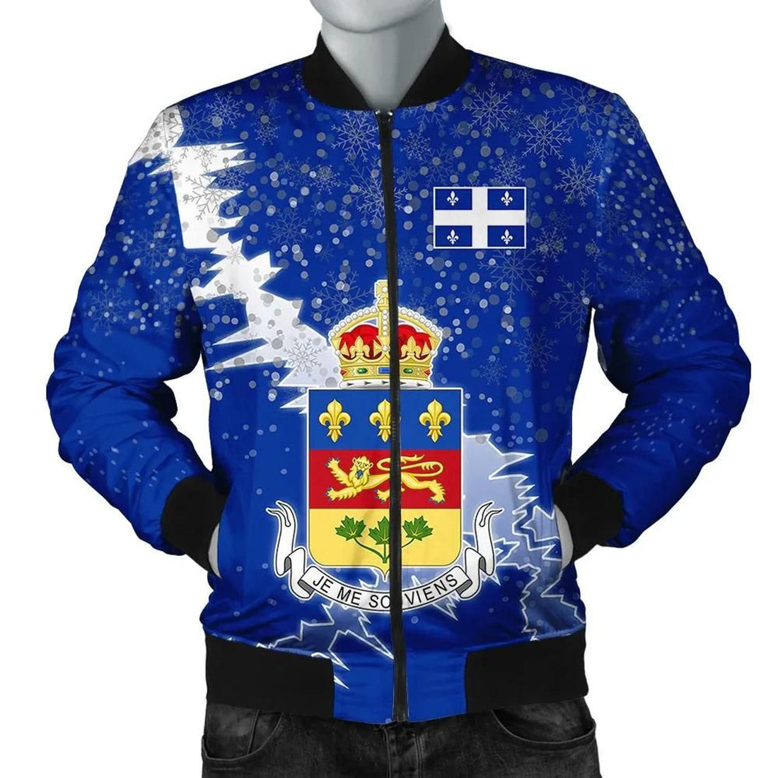 FUNSTUFFPRINT Puff QuÃ©bec Christmas Coat Of Arms Men Bomber Jacket Style 3D Bomber Jacket