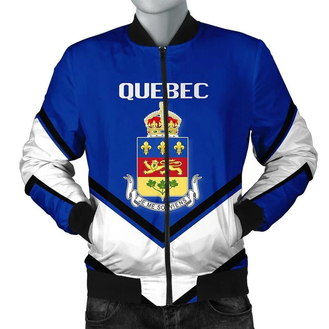 FUNSTUFFPRINT Quebec Coat Of Arms Men Bomber Jacket Lucian Style 3D Bomber Jacket