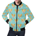 FUNSTUFFPRINT Queen King Corgi Pattern Print Mens 3D Bomber Jacket