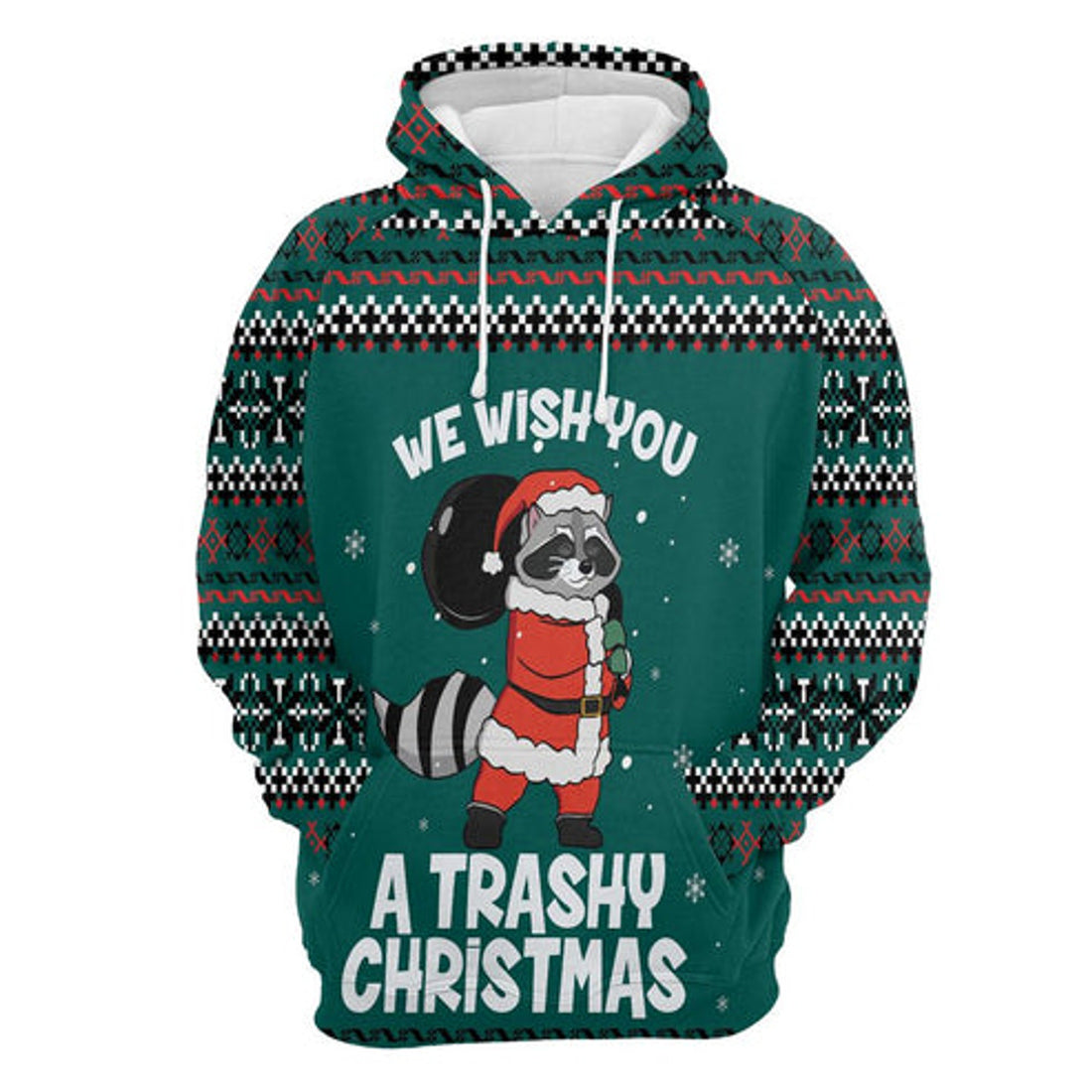FUNSTUFFPRINT 3D Raccoon Trashy Christmas All Over 3D Hoodie and Zip Hoodie
