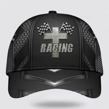 FUNSTUFFPRINT Racing The Cross Classic Hat All Over Print - Christian Hats for Men and Women