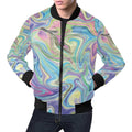FUNSTUFFPRINT Rainbow Marble Pattern Print Mens 3D Bomber Jacket