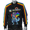 FUNSTUFFPRINT Rainbowrains Men's Bomber Jacket - LGBT T-Rex - 3D Bomber Jacket
