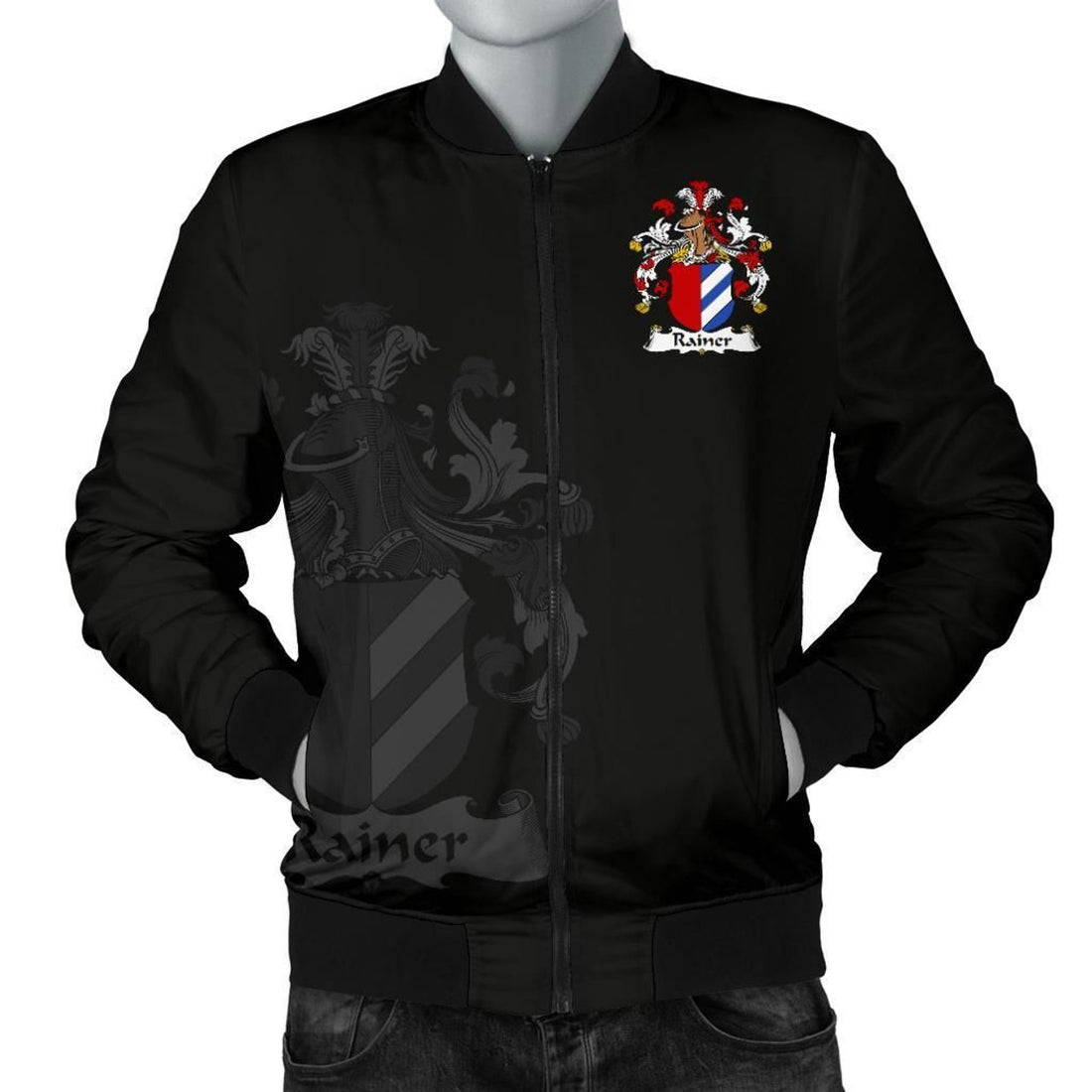FUNSTUFFPRINT Rainer Germany Men's Bomber Jacket - German Family Crest 3D Bomber Jacket