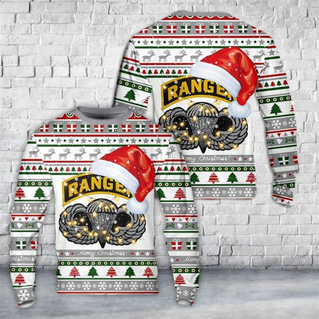 FUNSTUFFPRINT Ranger Tab With Wings Ugly Christmas Sweater For Men And Women, Best Gift For Christmas, The Beautiful Winter Christmas Outfit Ugly Sweater