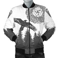 FUNSTUFFPRINT Raven And Wolf In Pine Forest 3D Bomber Jacket