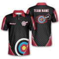Custom Red Black Net Pattern Custom Archery Shirts For Men, Uniform For Team Archery