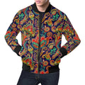 FUNSTUFFPRINT Red Flower Paisley Pattern Print Mens 3D Bomber Jacket