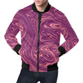 FUNSTUFFPRINT Red Marble Pattern Print Mens 3D Bomber Jacket