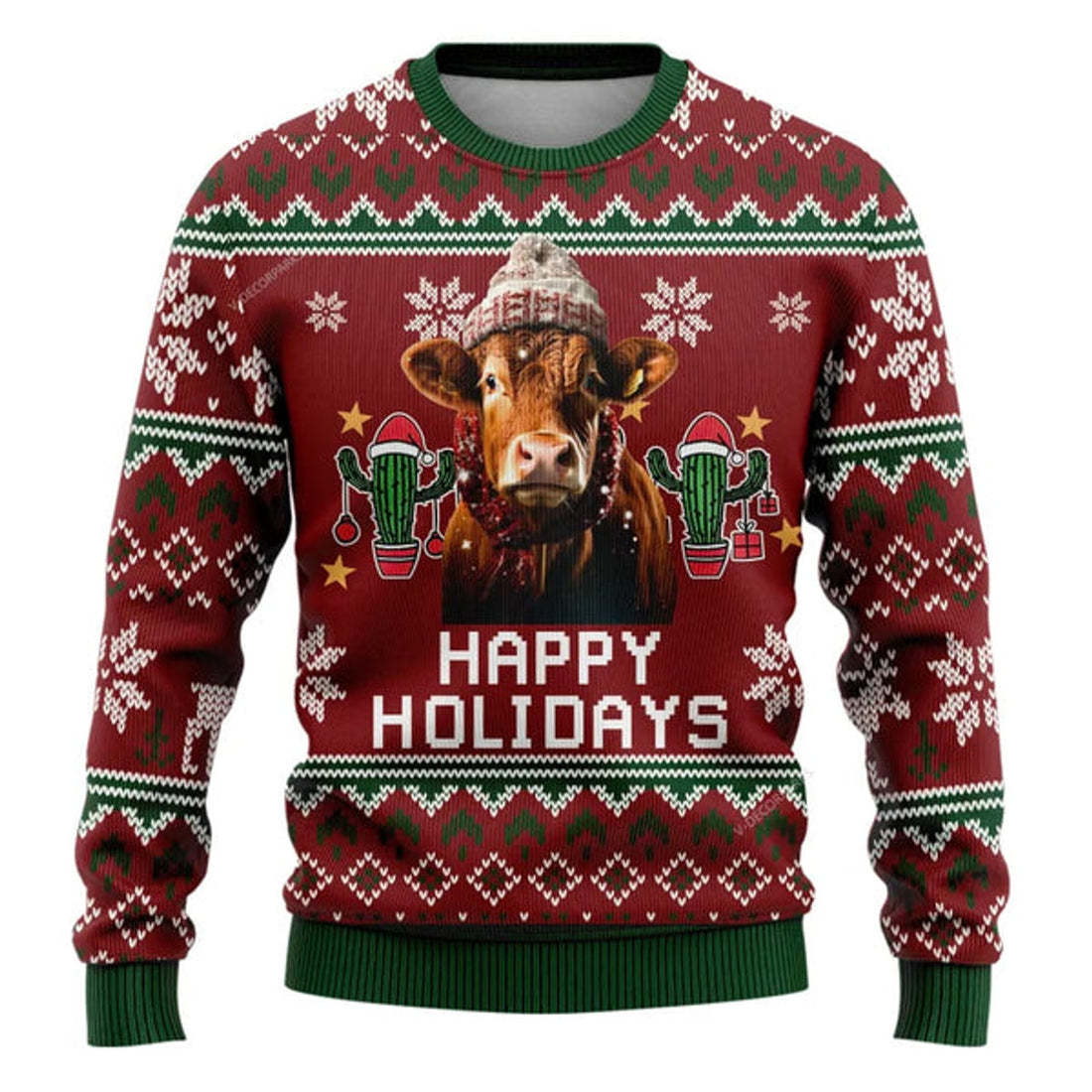 FUNSTUFFPRINT Red Angus Cows Ugly Christmas Sweater, Farm Sweater, Christmas Gift, Best Winter Outfit Christmas Ugly Sweater