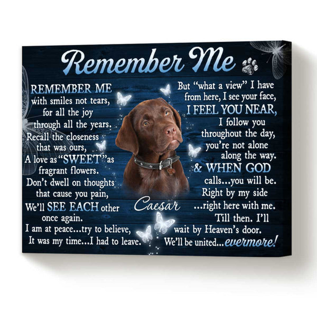 Remember Me Personalized Pet Memorial Canvas Wall Art - Pet Memorial Gifts