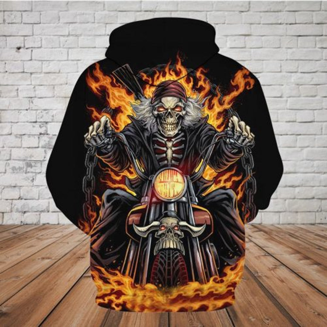 FUNSTUFFPRINT Riding Skeleton Skull 3D Hoodie and Zip Hoodie
