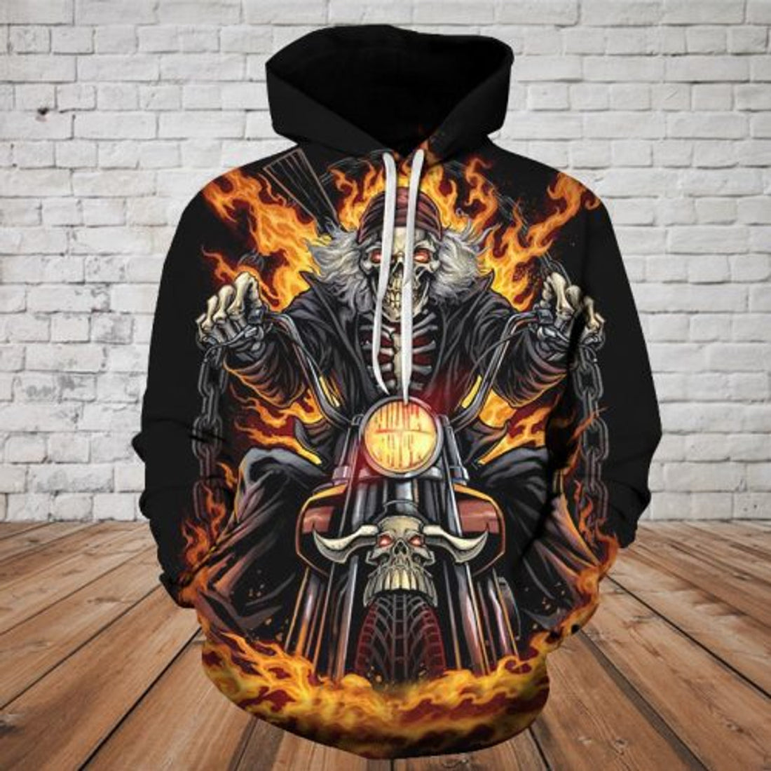 FUNSTUFFPRINT Riding Skeleton Skull 3D Hoodie and Zip Hoodie