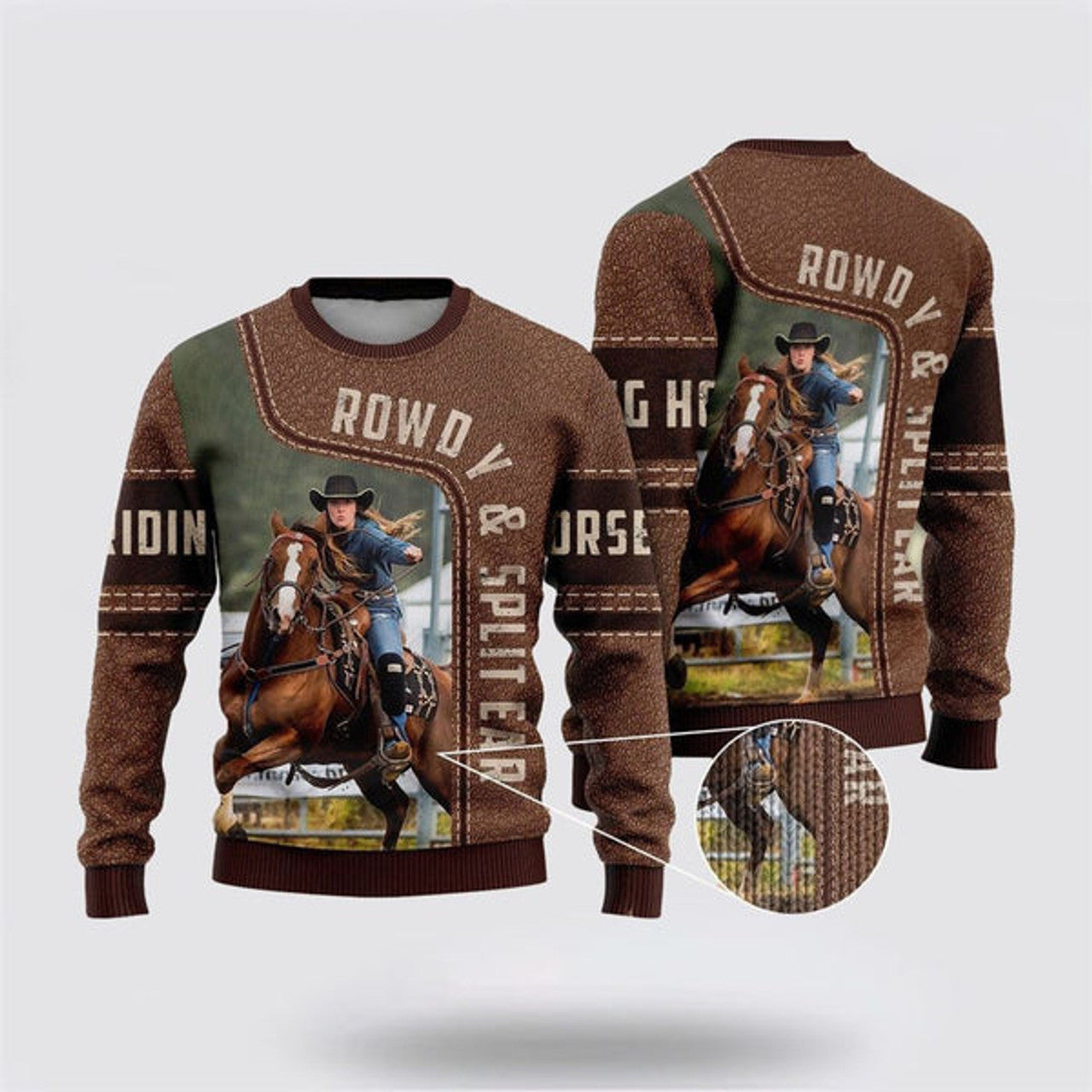 FUNSTUFFPRINT Riding Horse Ugly Christmas Sweater, Farm Sweater, Christmas Gift, Best Winter Outfit Christmas Ugly Sweater