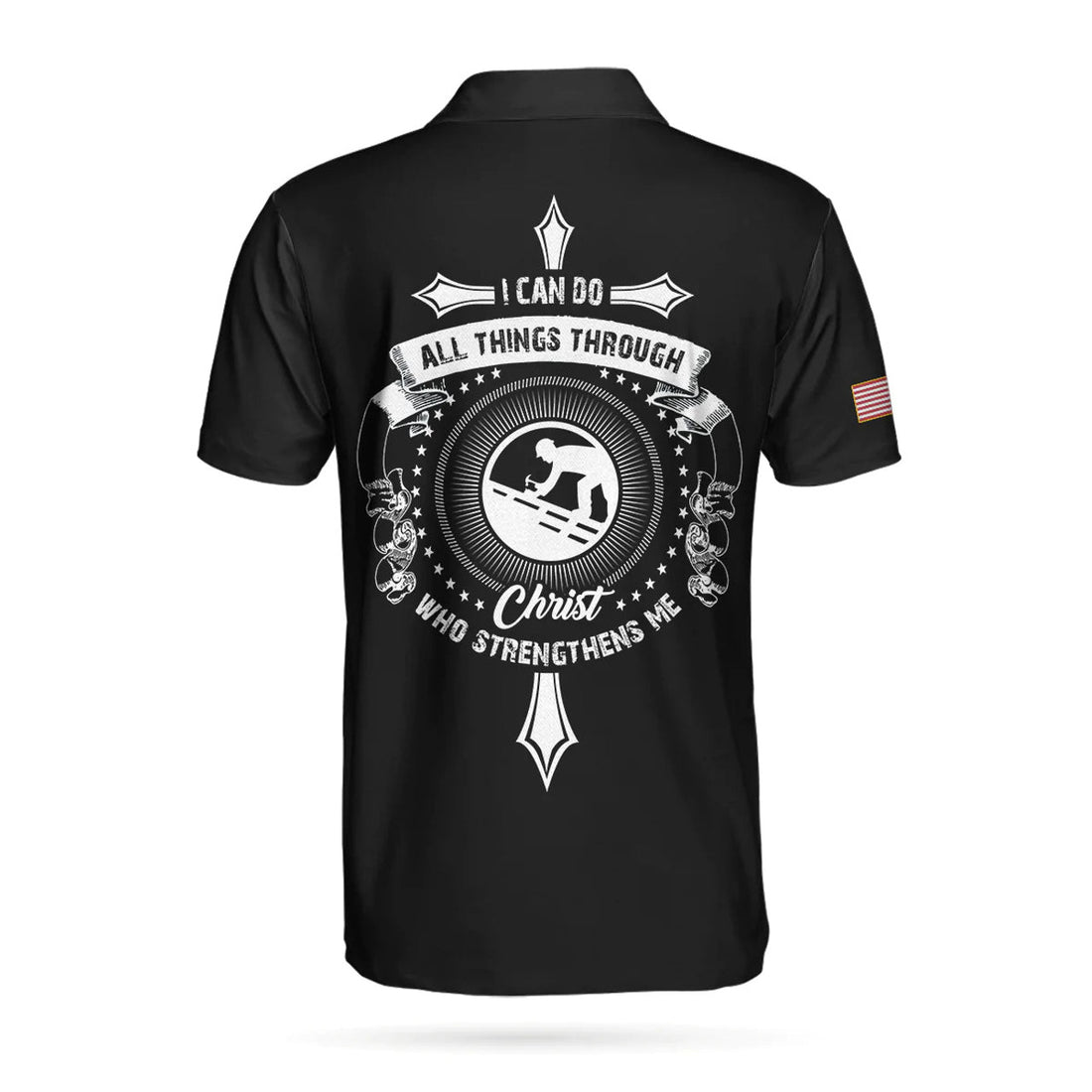 Custom Personalized Black And White Christian Roofer Men Polo Shirt, Roofer I Can Do All Things Custom Shirt For Male
