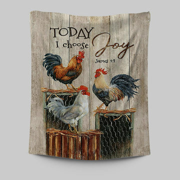 Rooster Today I Choose Joy Tapestry Wall Art - Christian Tapestries Prints - Bible Verse Tapestry Art