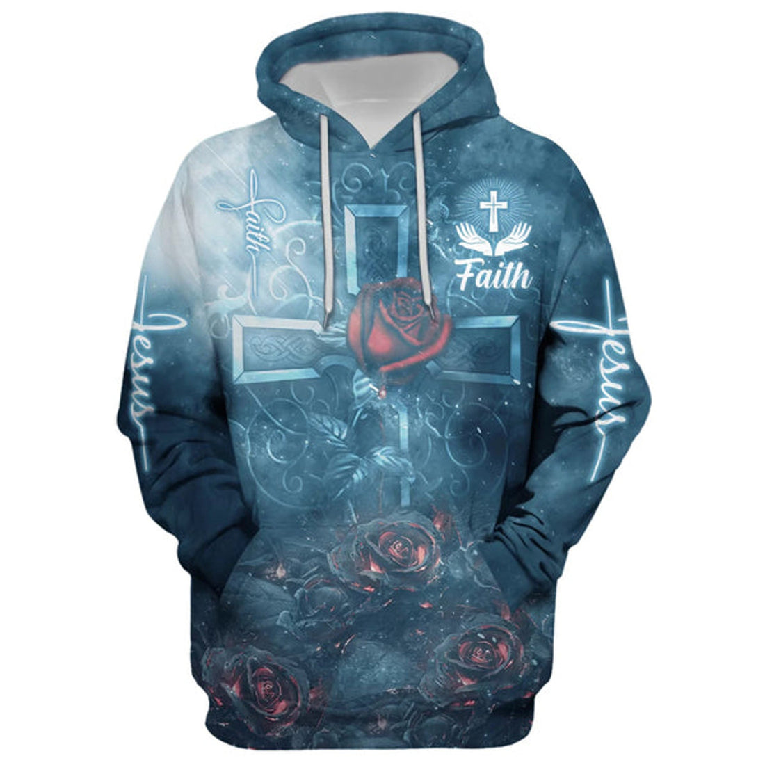 FUNSTUFFPRINT 3D Rose Faith Hoodie - Men & Women Christian 3D Hoodie and Zip Hoodie