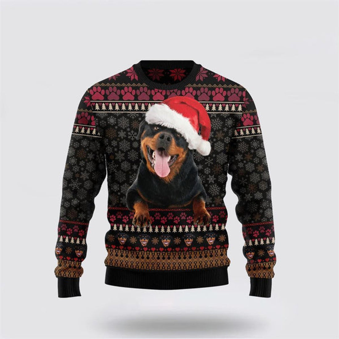 FUNSTUFFPRINT Rottweiler Christmas Ugly Christmas Sweater For Men And Women, Gift For Christmas, Best Winter Christmas Outfit Ugly Sweater