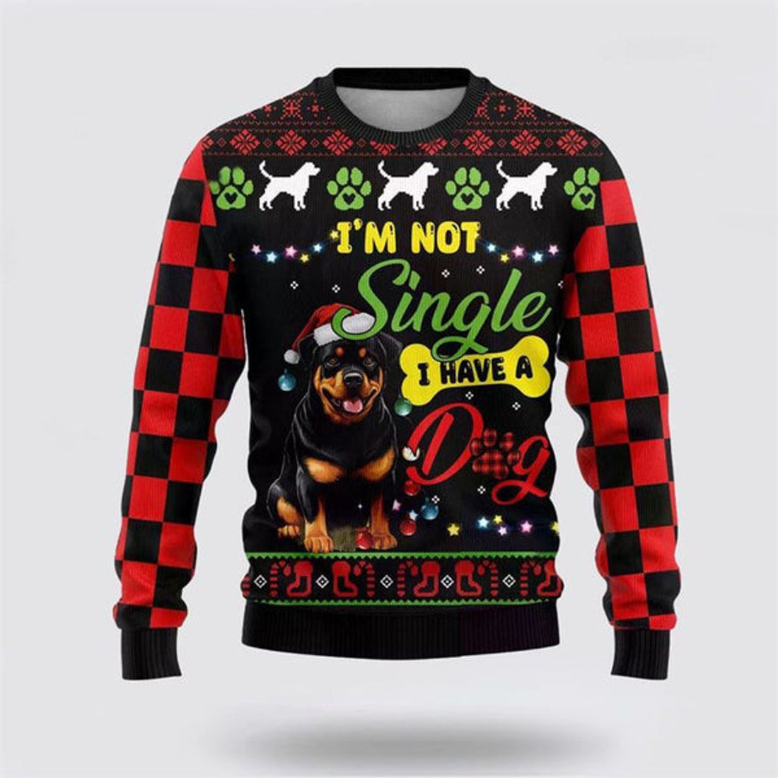 FUNSTUFFPRINT Rottweiler Dog Ugly Christmas Sweater For Men And Women, Gift For Christmas, Best Winter Christmas Outfit Ugly Sweater
