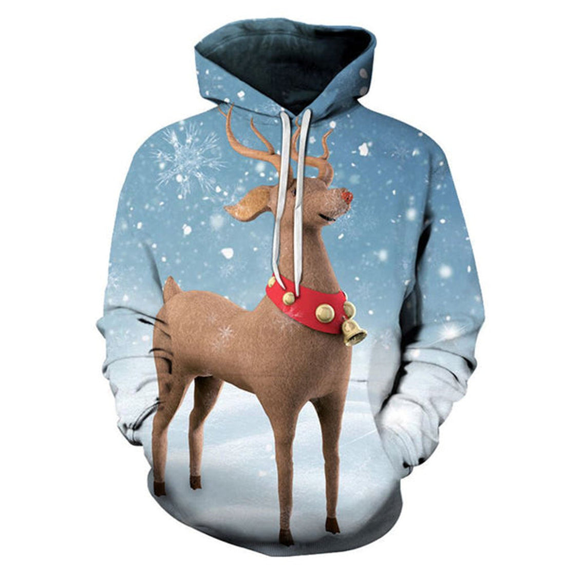 FUNSTUFFPRINT 3D Rudolph Red Nosed Reindeer Christmas All Over 3D Hoodie and Zip Hoodie