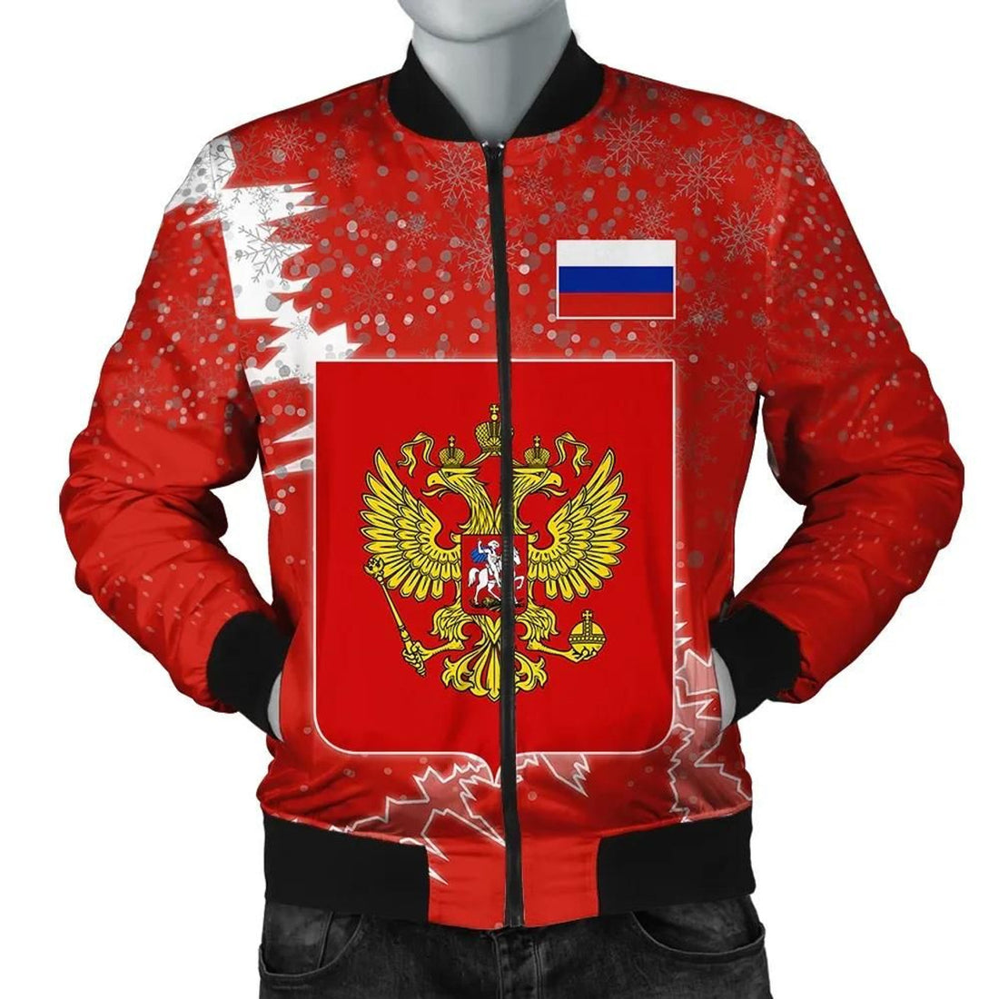 FUNSTUFFPRINT Russian Christmas Coat Of Arms Men Bomber Jacket Style 3D Bomber Jacket