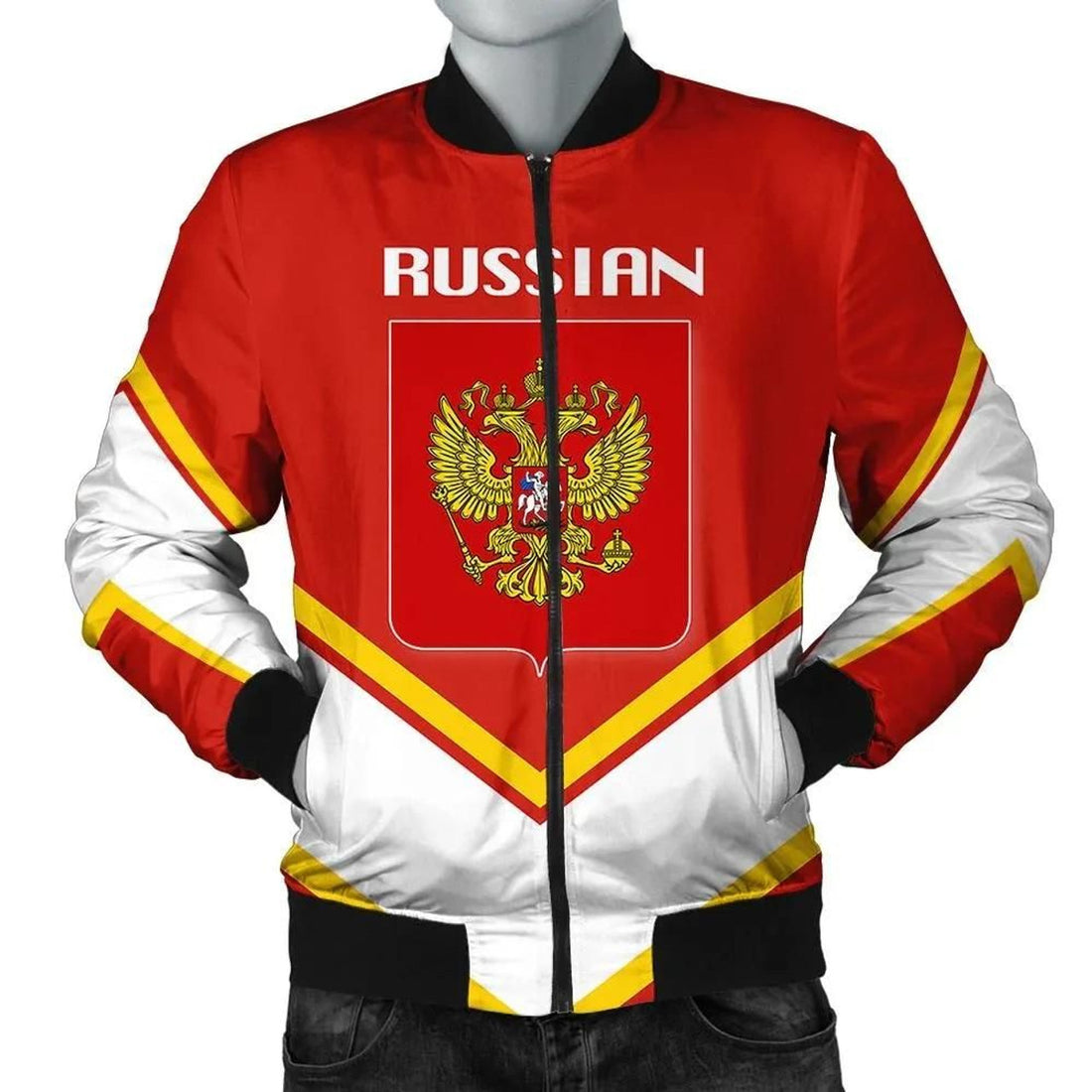 FUNSTUFFPRINT Russian Coat Of Arms Men Bomber Jacket Lucian Style 3D Bomber Jacket