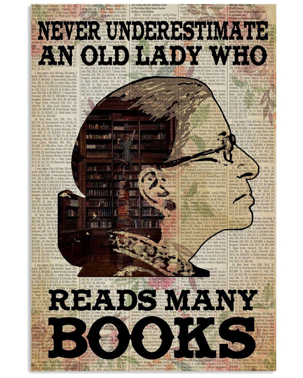 Ruth Bader Ginsburg, Never Underestimate An Old Lady Who Reads Many Books, Book Lover Poster and Canvas