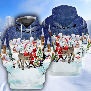 FUNSTUFFPRINT 3D Santa Claus Merry Christmas 3 All Over 3D Hoodie and Zip Hoodie