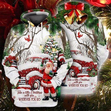 FUNSTUFFPRINT 3D Santa Claus Merry Christmas 1 All Over 3D Hoodie and Zip Hoodie