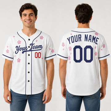 Personalized Los Angeles Baseball Jersey – White Floral Style, Custom Name & Number for Kids & Adults