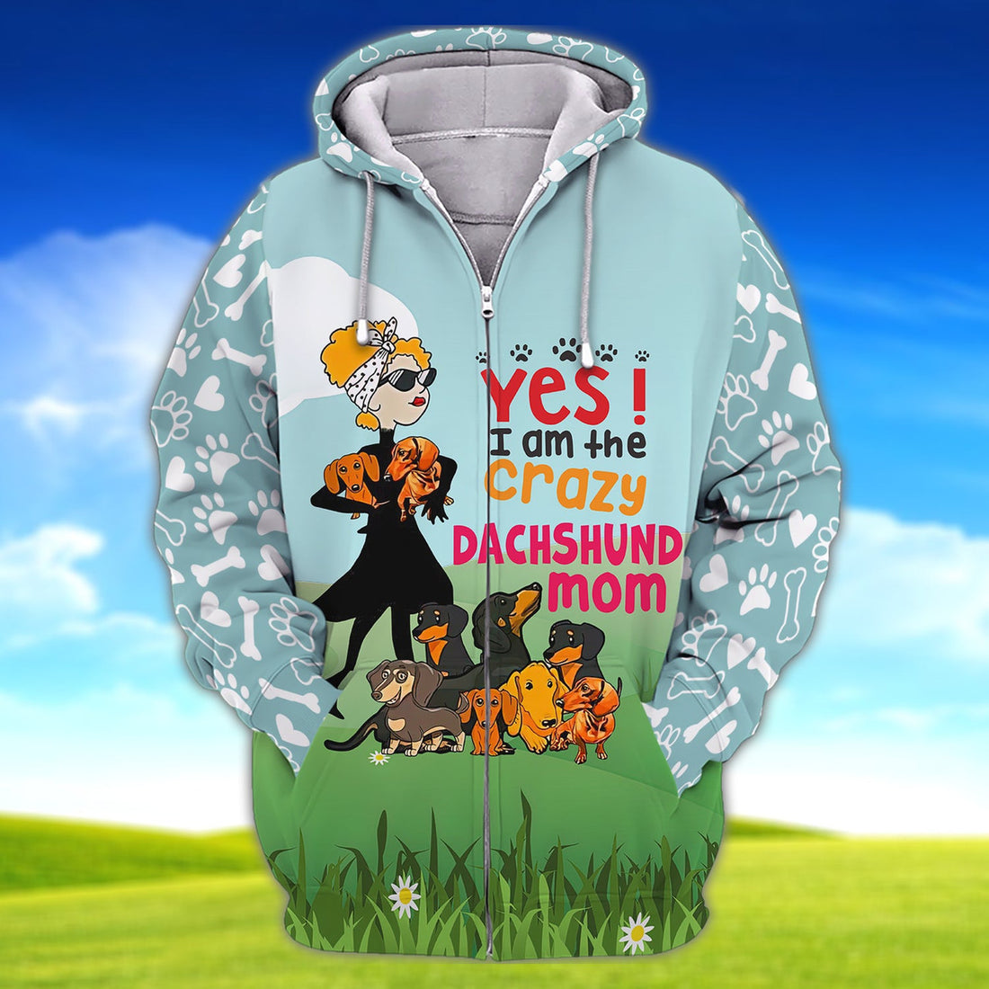 FUNSTUFFPRINT I'm The Crazy Dachshund Mom 3D Shirt For Dachshund Dog Lover 3D Hoodie and Zip Hoodie