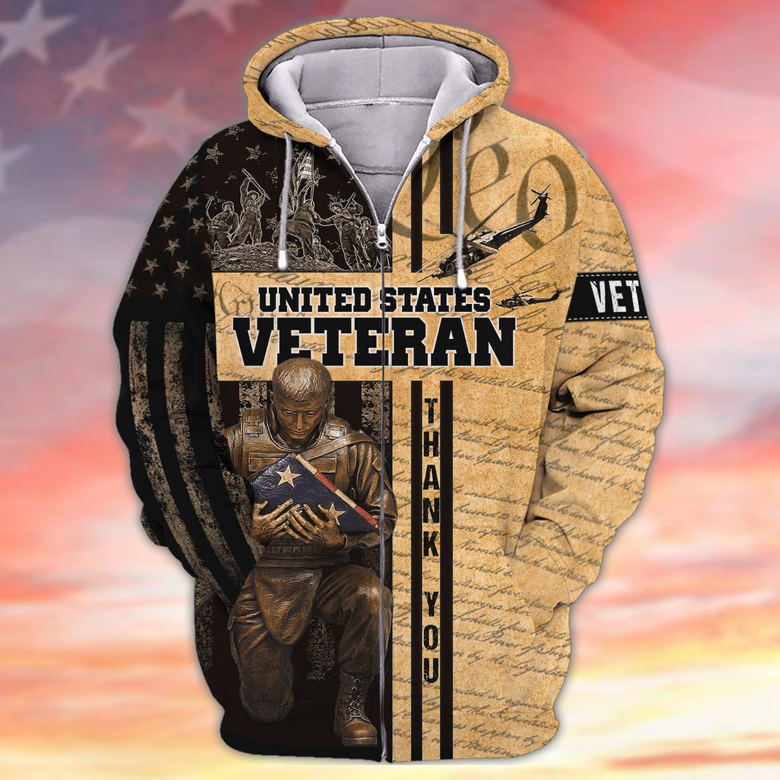 FUNSTUFFPRINT Thank You US Veteran 3D Hoodie and Zip Hoodie