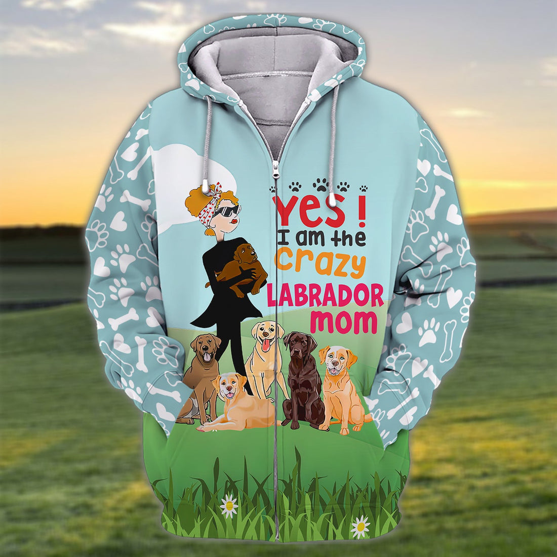 FUNSTUFFPRINT I'm The Crazy Labrador Mom 3D Shirt For Labrador Retriever Dog Lovers 3D Hoodie and Zip Hoodie