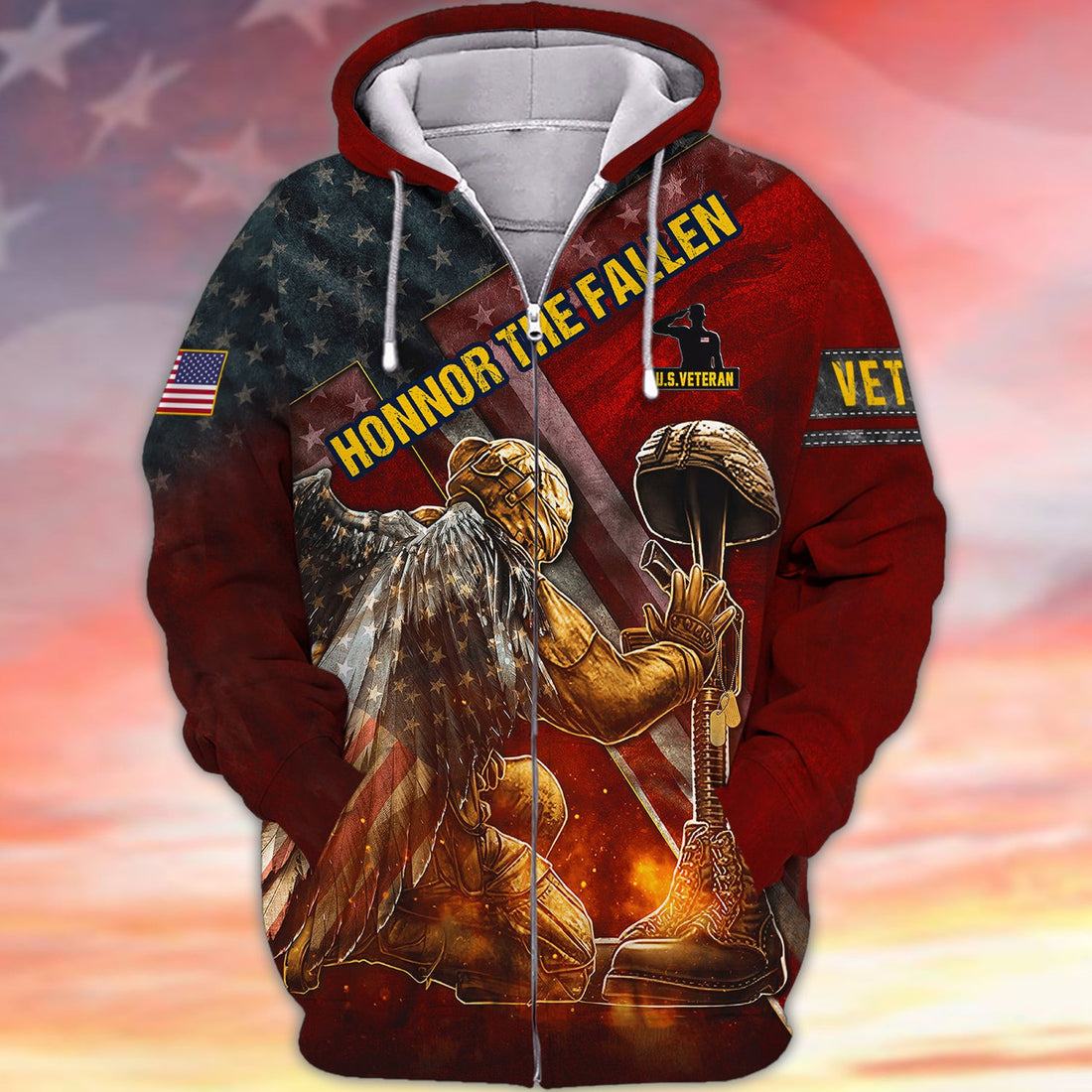 FUNSTUFFPRINT Honor The Fallen US Veteran 3D Hoodie and Zip Hoodie