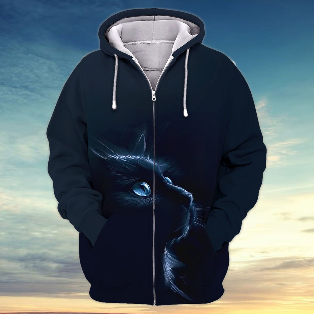 FUNSTUFFPRINT Cute Cat Mystery 3D Hoodie and Zip Hoodie