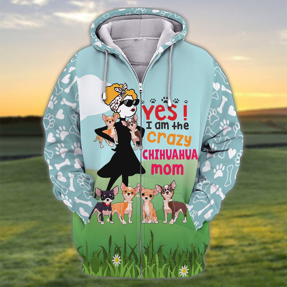 FUNSTUFFPRINT I'm The Crazy Chihuahua Mom 3D Shirt For Chihuahua Dog Lovers 3D Hoodie and Zip Hoodie