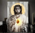 Sacred Heart Of Jesus Halo Light Canvas Wall Art - Christian Wall Posters - Religious Wall Decor