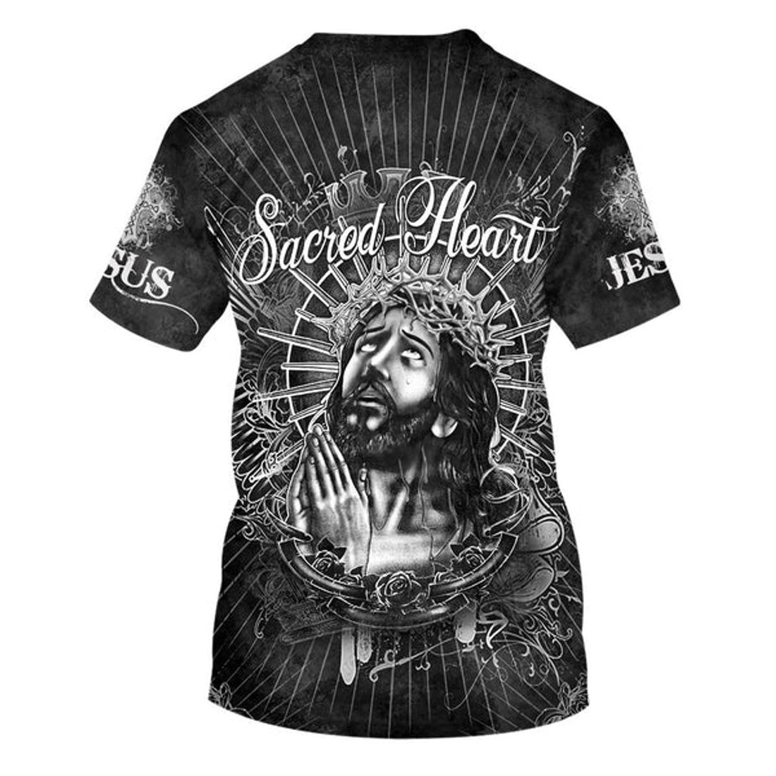 FUNSTUFFPRINT Sacred Heart Of Jesus Prayer Christian 3D T-shirt