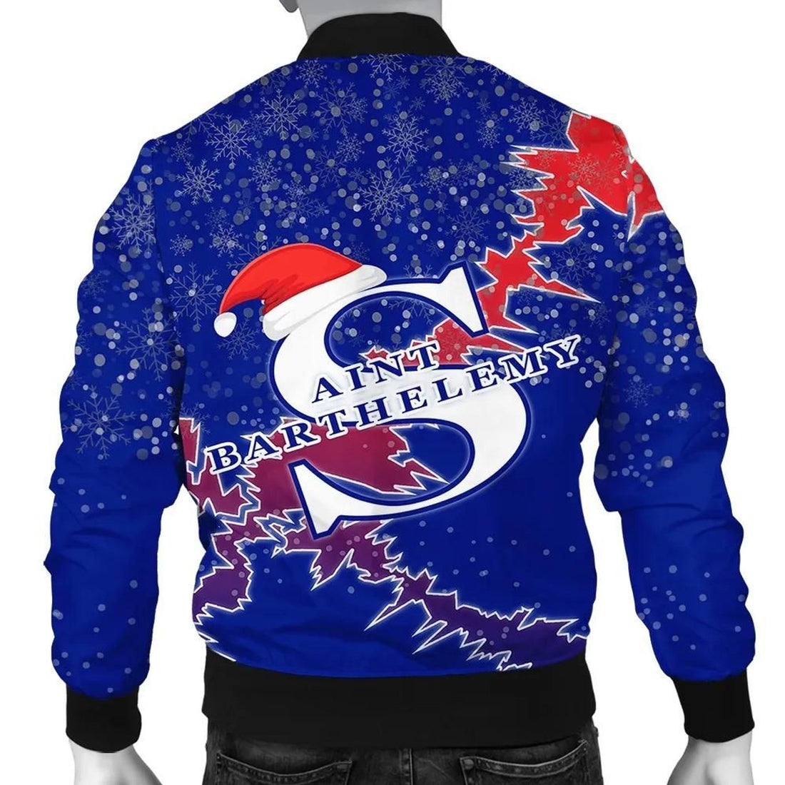 FUNSTUFFPRINT Saint BarthÃ©lemy Christmas Coat Of Arms Men Bomber Jacket Style 3D Bomber Jacket