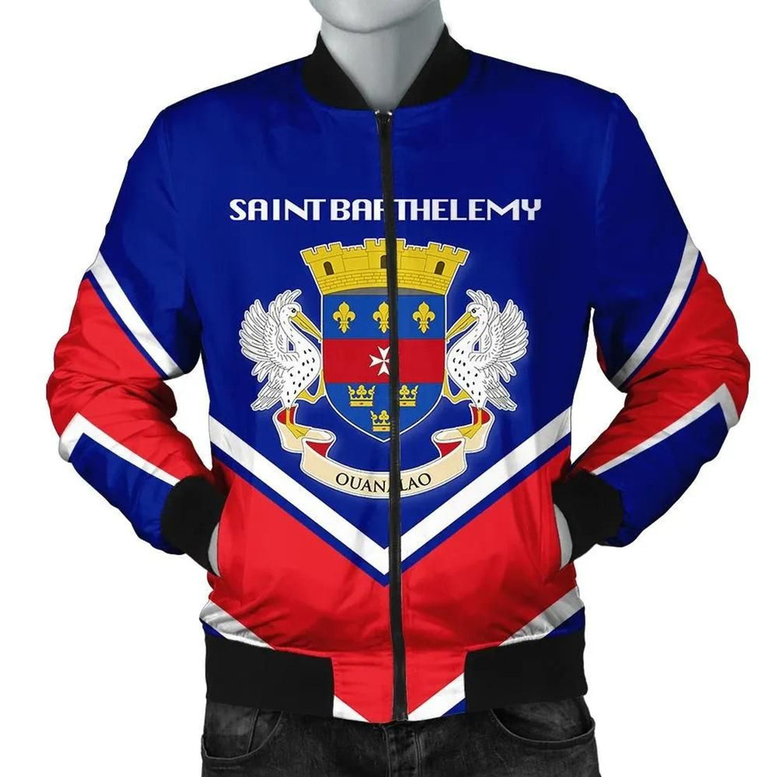 FUNSTUFFPRINT Saint Barthelemy Coat Of Arms Men Bomber Jacket Lucian Style 3D Bomber Jacket