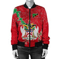 FUNSTUFFPRINT Saint Kitts and Nevis Christmas Coat Of Arms Women Bomber Jacket Style 3D Bomber Jacket