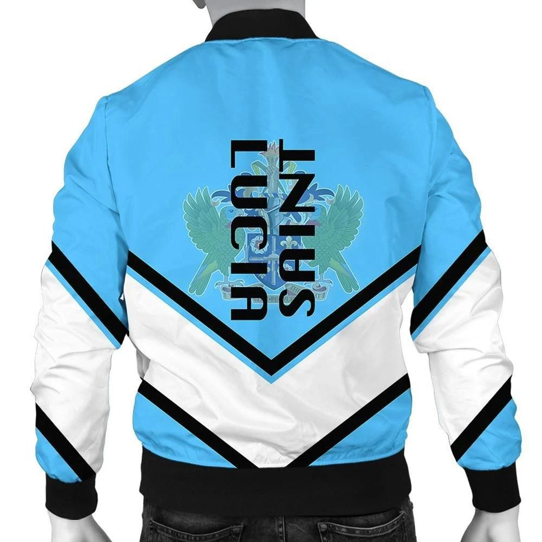 FUNSTUFFPRINT Saint Lucia Coat Of Arms Men Bomber Jacket Lucian Style 3D Bomber Jacket